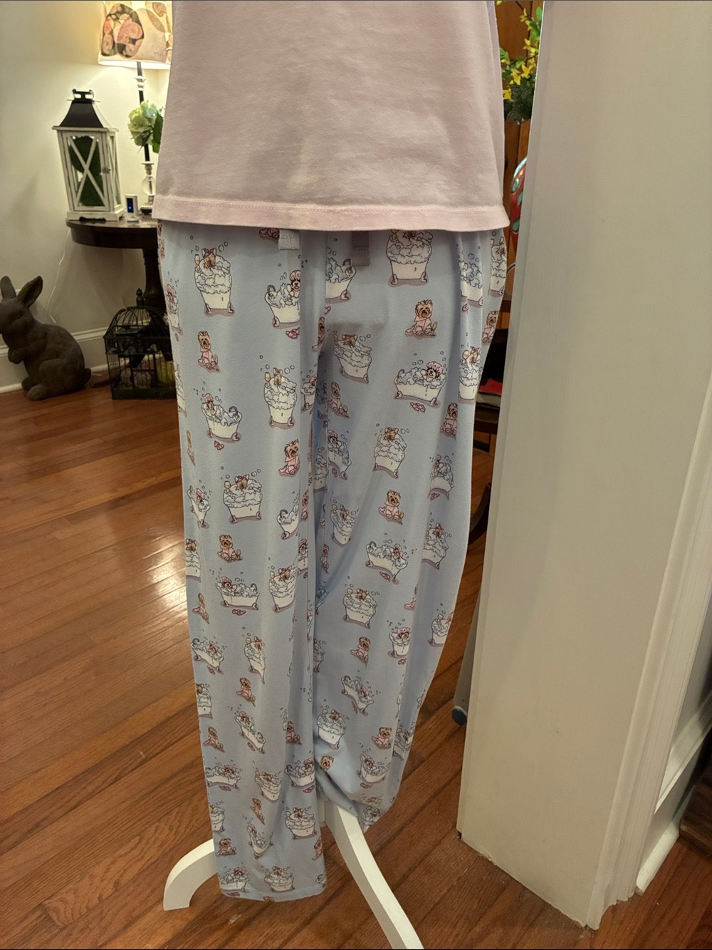 PJ Salvage Light Blue Doggy Bathtub Print Pajama Pants with Soft Pink Top